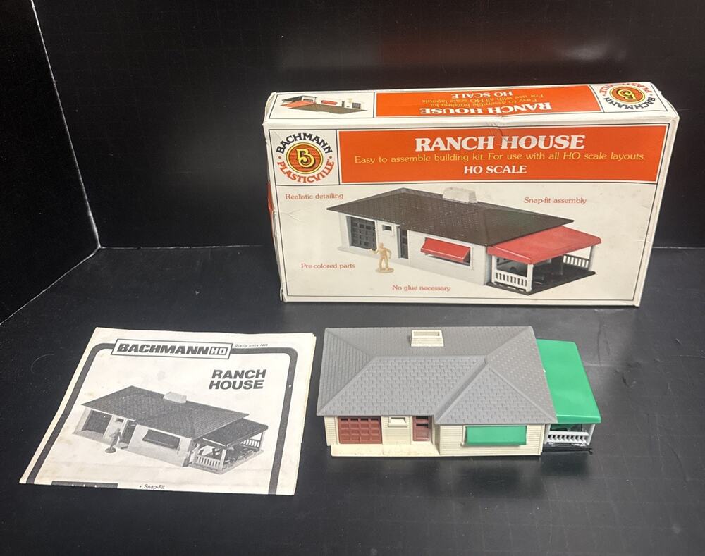 Bachmann Plasticville HO Scale 45-2654 Ranch House Assembled Box Instructions
